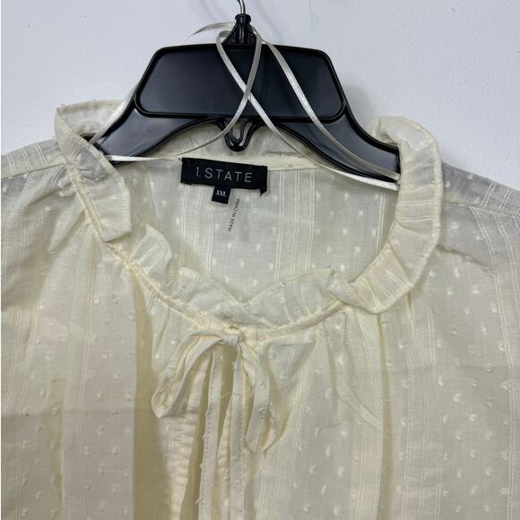 New 1.STATE Tie V-Neck Top in Toasted Ivory (Plus) Size XXL - Picture 5 of 9